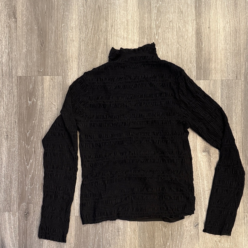 Black Textured Turtleneck Sweater